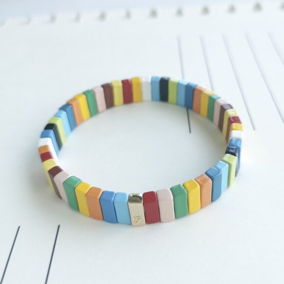 Roxanne Assoulin Rainbow Brite Bit X Bit Enamel Stretch Bracelet - Picture 2 of 4
